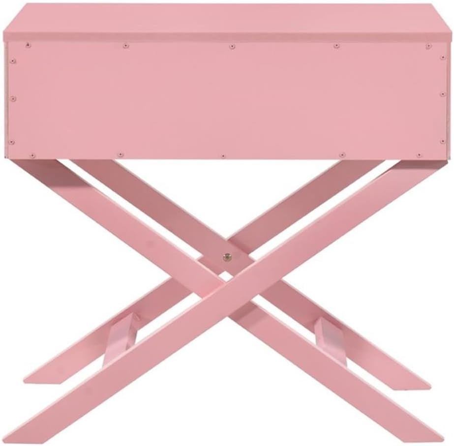 Glory Furniture Xavier Solid Wood 1-Drawer Nightstand in Pink