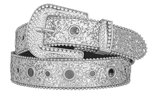 Rhinestone Belt for Women Men - Sequin Diamond Western Cowgirl Belts - Bling Studded Belts for Jeans Pants