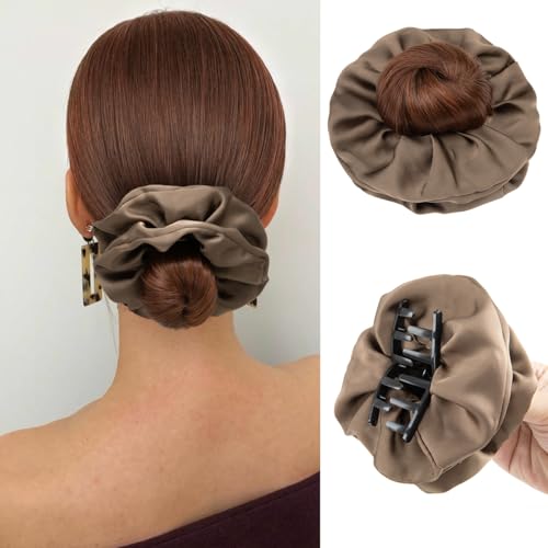 SARLA Small Sleek Claw Clip Hair Bun with Hair Scrunchies