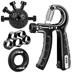 TEAWOO 4-Pack Grip Strength Trainer Kit, Adjustable Forearm Strengthener, Black Hand Grip Strengthener Balls, Finger Exerciser & Stretcher for Strength Training, Recovery & Flexibility