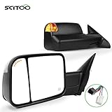 SCITOO Compatible fit for Dodge Towing Mirrors Black Rear View Mirrors 2009-2017 for Ram 1500 2010-2017 for Ram 2500 3500 Arrow Turn Signal Side Marker Light Power Control Heated Puddle Light