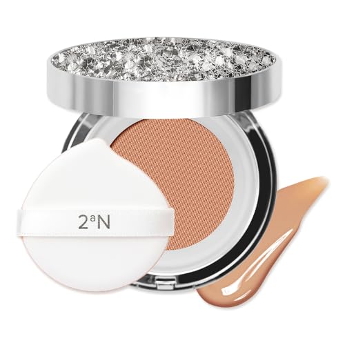 2aN Gleaming Tension Cushion Foundation Pact 0.45 oz | Korean Cushion Foundation Makeup with Ceramide & Centella Asiatica | Lightweight and Long-Lasting K Beauty Makeup (#27 Soft Amber, 0.45 oz)