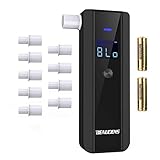 Breathalyzer with Accurate and Fast Results, Professional Alcohol Breath Tester with 4 Conversion Units, Alarm Sound and 10 Mouthpieces