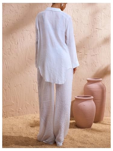 Women's Swimsuit Cover Up Drawstring Waist Wide Leg Loose Pants Beach Vacation Clothes2