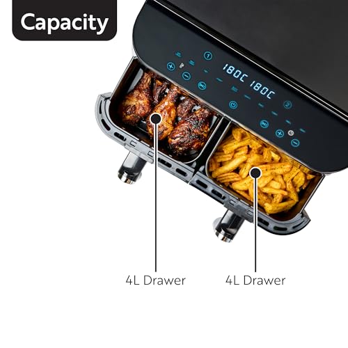 Vitinni Dual Basket 8L Air Fryer, Digital Interface, 10 Different Cooking Modes, 2 Drawer Air Fryer for Large Family, Dehydrate Bake and Slow Cook Functions - Image 5