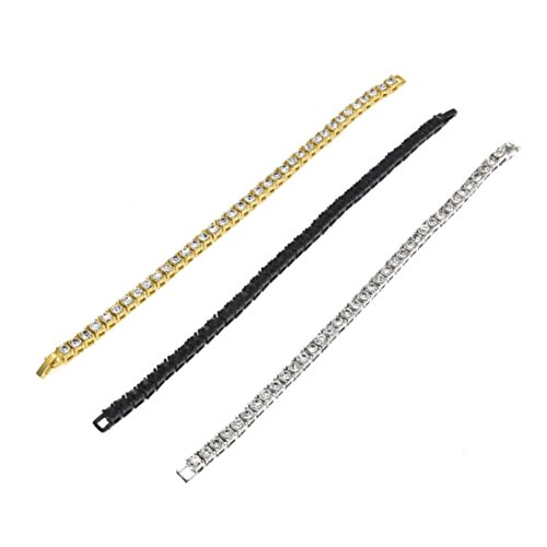 Hemlock Hip Hop Bracelet, Women Men Rhinestone Bracelet Chain Bling Crystal Bracelet (Silver) #TOP4