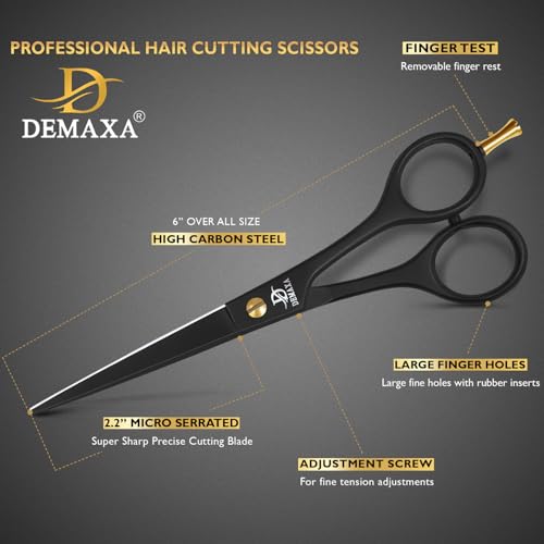 image for DEMAXA Professional Hair Scissors 6.5 Inch - Premium High Carbon Stain