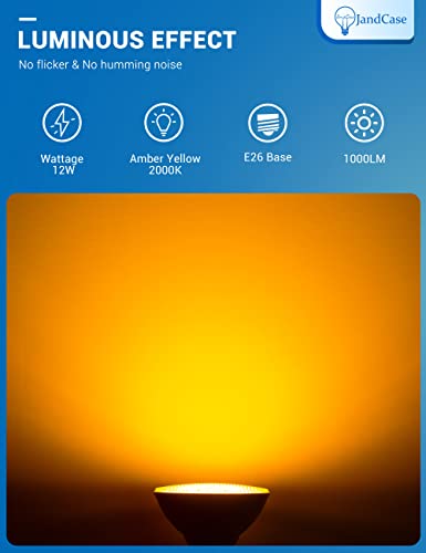 Jandcase Led Bug Lights For Outside, 12W Yellow Bug Light Bulbs Outdoor, 100Watt Equivalent Par30 Flood Light Bulbs For Porch Patio Courtyard, Non-Dimmable, 2 Pack #TOP6