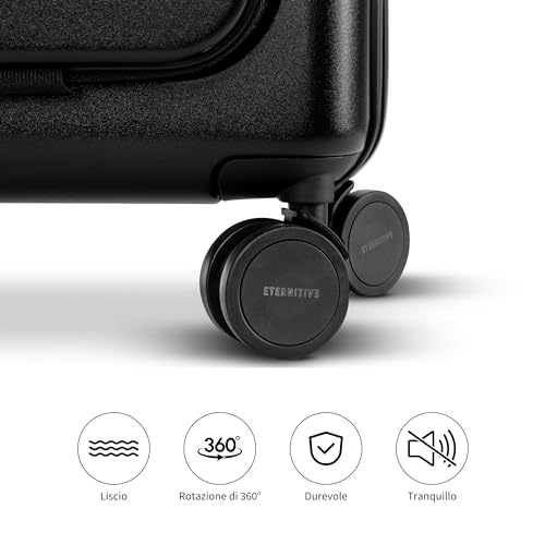 ETERNITIVE - Set di 2 Valigie - Piccola e Grande I Valigie da Viaggio in Policarbonato & ABS I Dimensioni: 54 & 74 cm I Set di Valigie con Lucchetto TSA I Ruote a 360° I Valigie Durevole I Nero - 4
