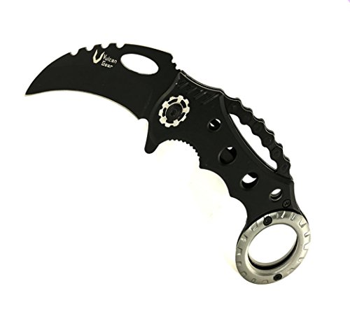 Vulcan Gear Tactical Karambit Hawkbill Knife (Folding Assist Open Black) #TOP1