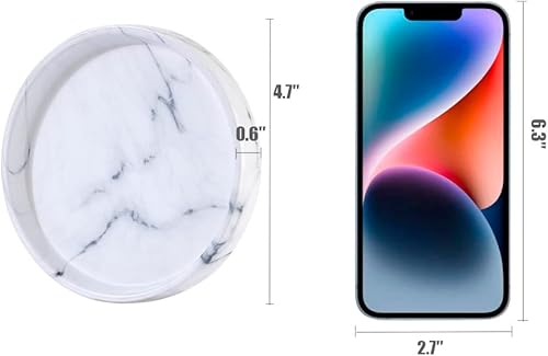 Miniatura 7 de Elegante soporte redondo de mármol para llaves, bandeja de tocador de cerámica blanca, organizador de baño para jabón, perfume, vela pequeña