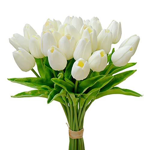 Image of Mandy's 28pcs Artificial Cream Tulips