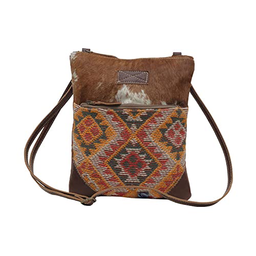 Myra Bag Western Canvas Crossbody Bag for Women - Cotton and Upcycled Leather Shoulder Bag Soft Brown