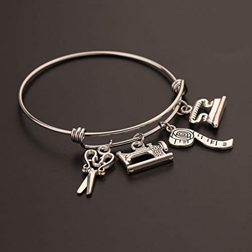 CHOROY Sewing Lover's Bracelet: Scissors Bangle Gift Seamstress/I Love Sewing Jewelry for Costume Designer4