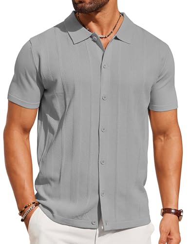Chemise manches courtes Coofandy pour homme coupe vintage décontractée d'été