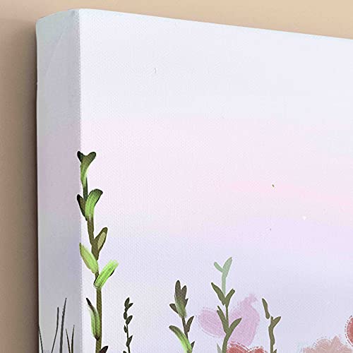 Whatarter Wildflower Romantic Wall Art Pink Colorful Flower Purple Pictures Wall Decor Canvas For Girls Bed Room Framed Art Prints Purple Flowers Canvas Spring Paintings For Wall Decorations 16X24Inch #TOP6