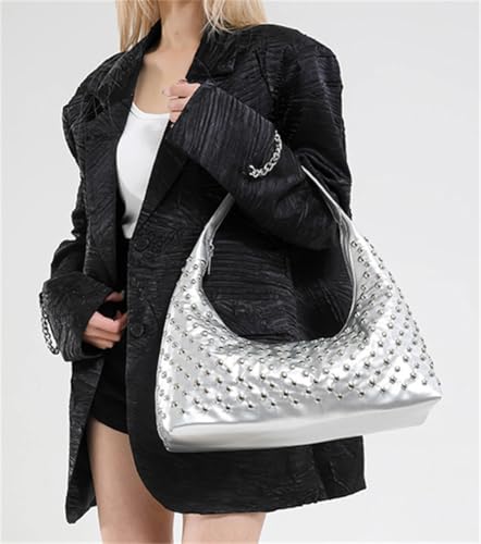 Slouchy Hobo Bags for Women Crescent Tote Bag for Women Studded Rivet Underarm Purse Shoulder Handbag Top Handle Bag 20253