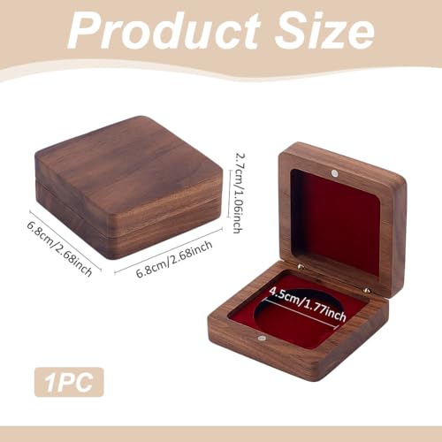 Caja de exhibición para monedas de madera y terciopelo 2.7 pulg miniatura 2