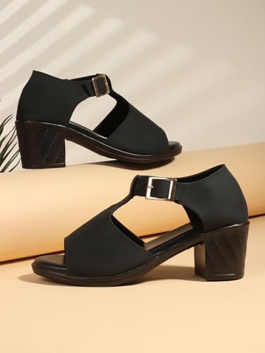 Image of Denill Fancy & Comfortable Brown Heel Sandal with Ankle Strap for women & Girls