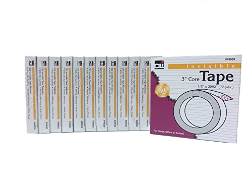 Fita invisível Charles Leonard, 1,27 cm de largura x 91,44 cm de comprimento, 2,54 cm de núcleo, 12