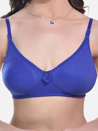 Image of FIMS - Fashion is my style Women Cotton Blend Non-Padded Bra Non-Wired Mould Seamless Cup Solid Bras Cup-B Pack of 1, Multicolor