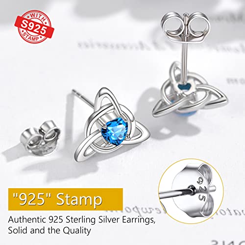 February Birthstone Hypoallergenic Purple Earrings Studs Girlfriend Gifts Sterling Silver Love Knot Pagan Earrings #TOP3