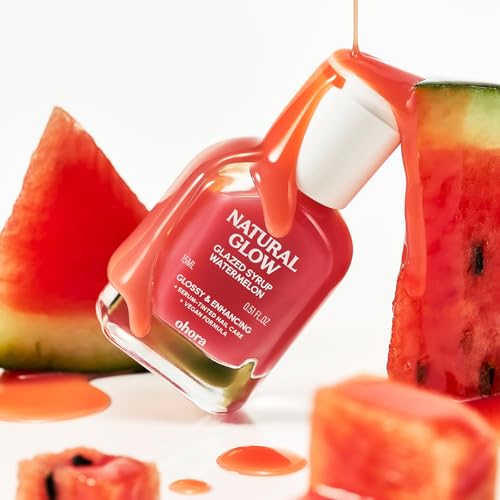 Image of ohora 2-in-1 Sheer Nail Polish & Strengthener - Watermelon | Tinted Nail Concealer | Nail Hardener for Weak, Damaged Nails | Nail Care Polish with Glossy Finish | Glazed-Syrup Formula, 15 mL