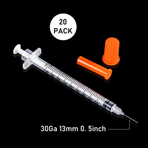 1Cc/Ml 30Ga 13Mm 0.5Inch Syringe With Needle Pack Of 20,Laboratory Supplies Measuring Tools, Each Individually Packaged #TOP2