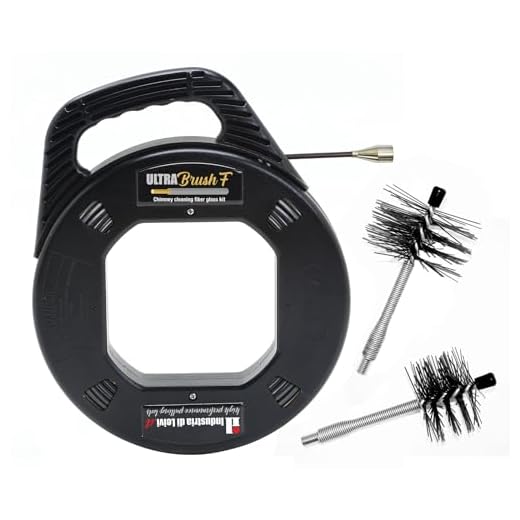 ULTRABrush | Limpieza de chimeneas. Kit de Limpieza para Estufa de Pellet. Escobilla para deshollinador Compatible con Todo Tipo de chimeneas. Incluye dispensador para un Uso rápido y práctico.