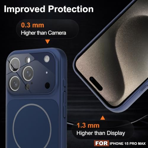 Image of SHINESTAR iPhone 15 Pro Max Case - Premium Shockproof Protective Cover, Wireless Charging Compatible, Slim & Durable Luxury Back Cover with Camera Protection (Blue)