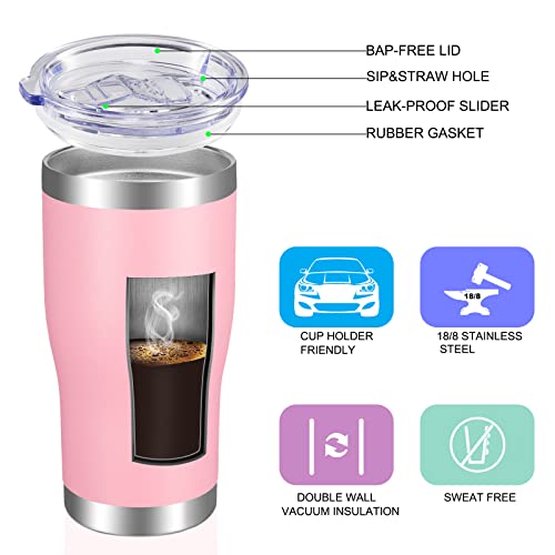 Image of VEGOND 20oz Tumbler Stainless Steel Tumbler Cup with Lid And Straw Vacuum Insulated Double Wall Travel Coffee Mug(Pink 12 Pack)