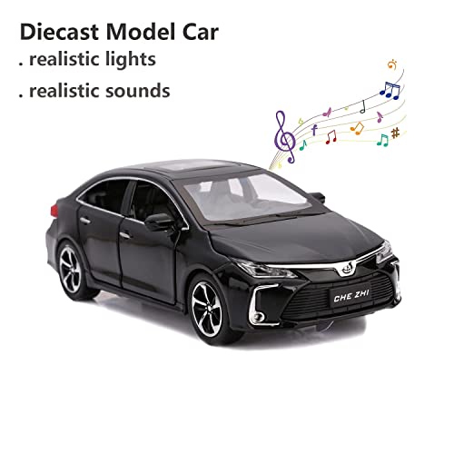 Image of Compatible for 1:32 Corolla Model Car, Zinc Alloy Pull Back Toy Car with Sound and Light for Kids Boy Girl-Black