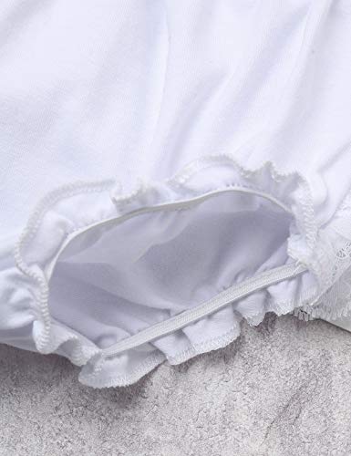 Feeshow Infant Baby Girls Lace Ruffle Frilled Bloomers Diaper Cover With Headband 1St Birthday Photography Outfit White 0-3 Months #TOP3