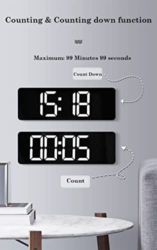 Bejamy 15.8 Inches Led Wall Clock Timing&Countdown/Auto Brightness Remote Control Wall Mount Alarm Clock Dual Color Sharp & Extra Large Display Clock For Seniors/Low Vision/Visual Impairment #TOP3