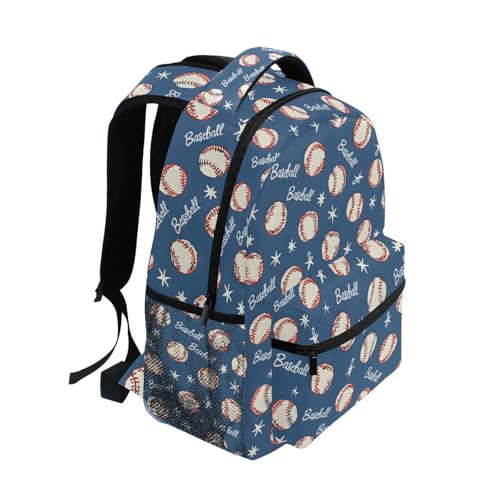 Blue Ball Baseball Star Backpack for School Boys Girls Adults Kids Bookbag Laptop Bag 15L2