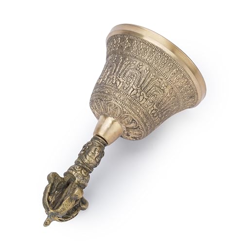 Cloche de méditation bouddhiste faite main en laiton de 14,2 cm - 6