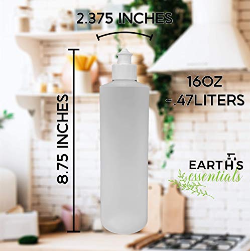 Image of 2 Pack Refillable 16 Ounce HDPE Squeeze Bottles With Push /Pull Button Top Dispenser Caps--Great For Lotions, Shampoos, Conditioners and Massage Oils From Earth's Essentials