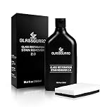 GLASSGUARD Glass Restoration Stain Remover | Glass Cleaner for Hard Water Stains, Water Spot & Soap Scum| Heavy Duty Solution for Shower Door & Window | Scouring Pad Included (550ML)