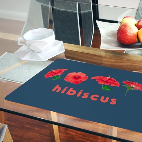 Sets de table souples en liège napperons bleu hibiscus rouge grand format 4pcs - 6