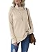 HWOKEFEIYU Women's Fall Casual Turtleneck Long Sleeve Side Split Knit Pullover Sweater(Beige,Small)