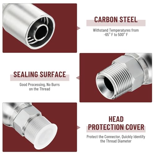 Image of 12 Pack NPTF Hydraulic Hose Fittings, 3 /4 inch I.D. Hose x 3 /4 inch NPTF Male with Protection Cover Hydraulic Hose End Crimp Fitting Kits