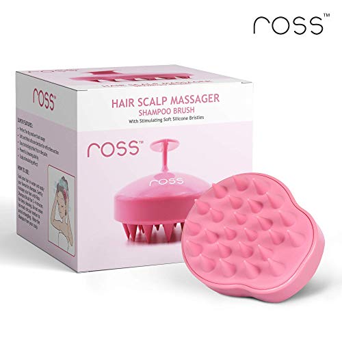 Image of Ross Hair Scalp Massager Shampoo Brush with Soft Silicone Bristles Manual Head Massager, Pink
