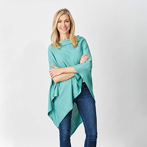Image of Hadley Wren Women's Classic Colorblock Everyday Cotton Poncho, Black Solid Solid