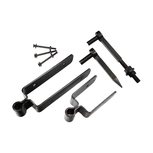 Charnière de portail double sangle acier galvanisé noir robuste avec vis - 2