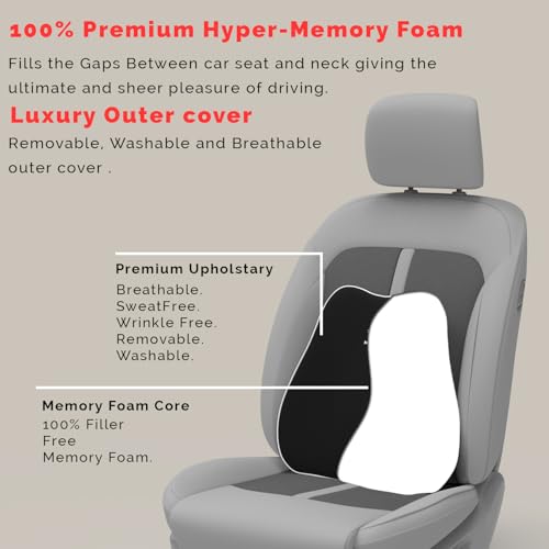 Image of MRRON Slim Back Support for Office Chair | 3 Years Warranty | Medical Grade Memory Foam Car Seat Back Support, Orthopedic Lumbar Back Rest for Back Pain Relief - Back Pillow for Sitting Long Hours