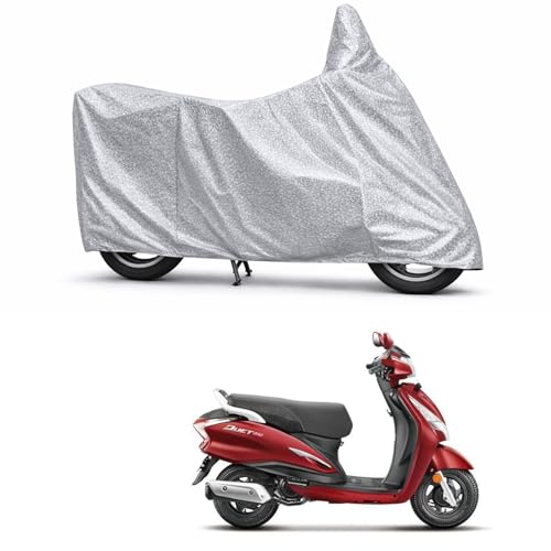 Image of 100% Waterproof Two Wheeler Body Cover Multi Layered Fabric Designed for Hero Duet 125CC | Belt Buckle Lock | Silver Mag
