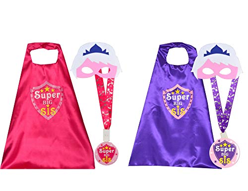 Big Sister Superhero Cape, Sister Gift Superhero Mask, Capes and Lanyard with Badge, Gifts for New Sister, I'm going to be a Big Sister, Party Supplies for Big Sister