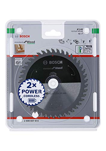 Bosch Professional Circular Saw Blade Standard (for Wood, 140 x 20 x 1.5 mm, 42 teeth; Accessories: Cordless Circular Saw), Silver