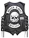 Black Society Label Skull Vest | Biker Real Leather Veste | Men Sleeveless Vest Doom Crew