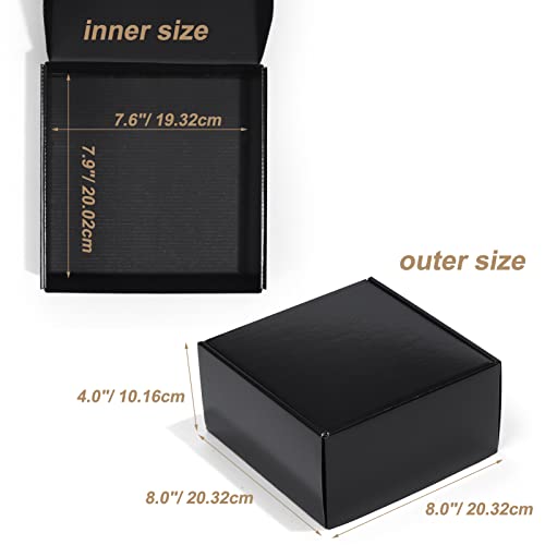 Image of ZBEIVAN 8x8x4 Black Shipping Boxes, 20 Packs Corrugated Cardboard Mailer Boxes for Packaging Small Business Mailing Gifts Wrap Boxes with Lids